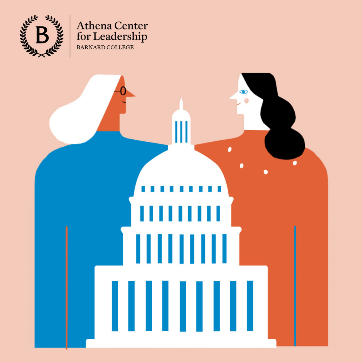 Illustration of two women around the capital