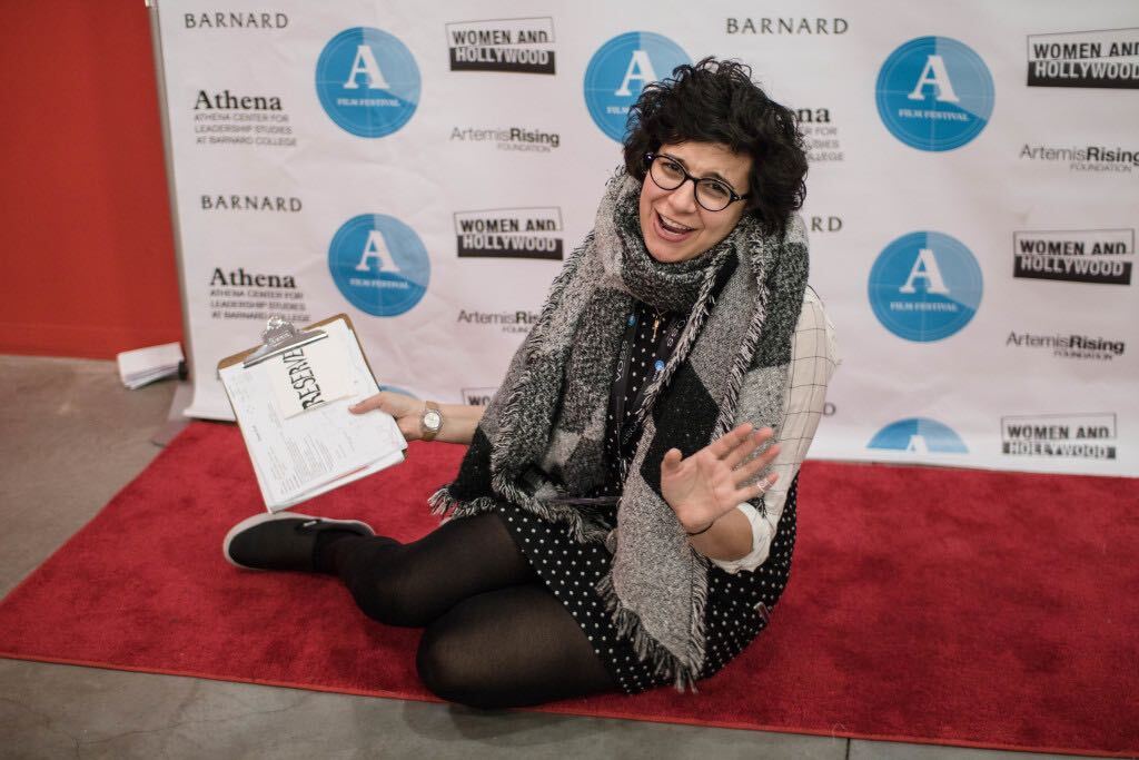 [Image description: Kristin Molloy on the red carpet at the 2016 Athena Film Festival.]