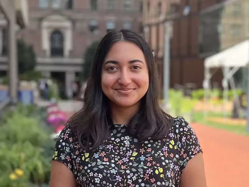 Ruchi Shah outside Milstein Center