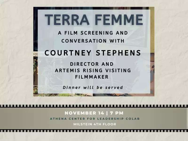 [Image description: Stills from Courtney Stephen's film Terra Femme with information about the film screening]